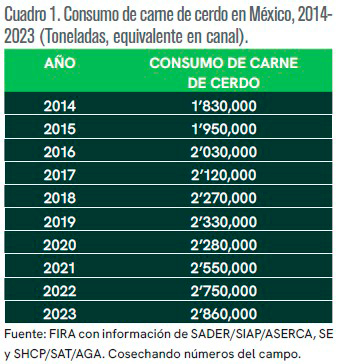 Consumo e importaciones de carne de cerdo en México Consumo importaciones carne cerdo